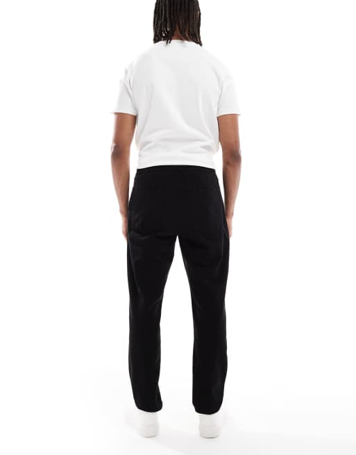 ASOS DESIGN tapered pull on chinos in black, 2 of 5