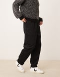 [ASOS DESIGN] ASOS DESIGN tapered pull on cord trackies in black S BLACK