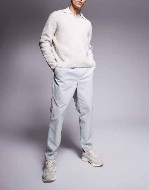 ASOS DESIGN tapered pull on pants with back pocket patch in gray