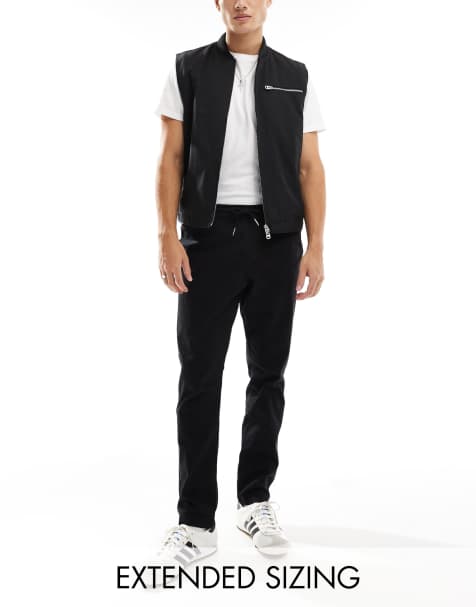 ASOS DESIGN tapered pull on pants with elastic waist in black - view 1