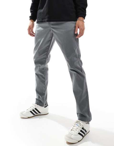ASOS DESIGN tapered pull on pants with elastic waist in gray - view 1