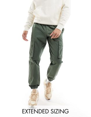 ASOS DESIGN tapered pull on trouser in khaki with elasticated waist - ASOS Price Checker