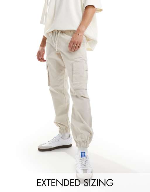 ASOS DESIGN tapered pull on trouser in stone