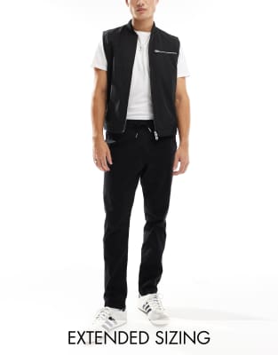 ASOS DESIGN tapered pull on trouser with elasticated waist in black