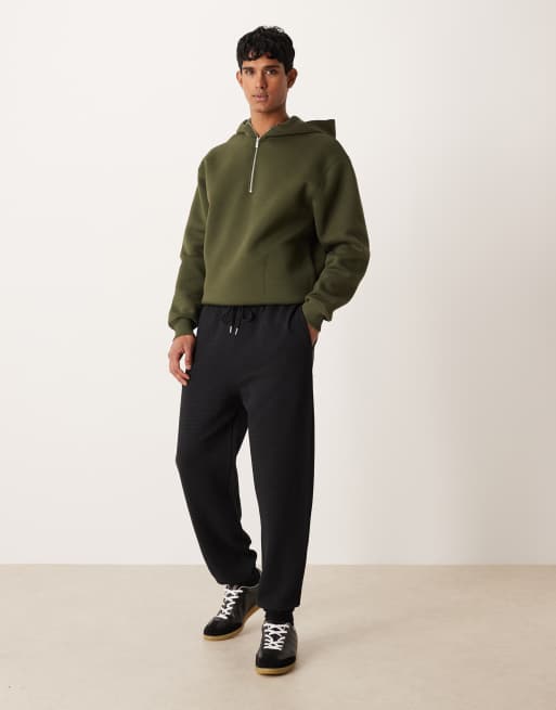 ASOS DESIGN tapered ribbed trackies in black (Part of a set), 2 of 5