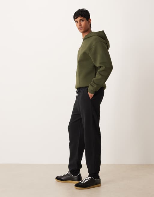 ASOS DESIGN tapered ribbed trackies in black (Part of a set), 3 of 5