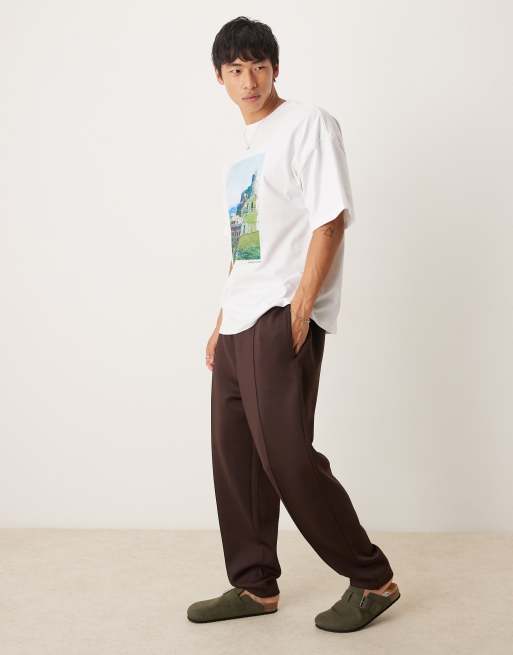 ASOS DESIGN tapered scuba jogger in brown