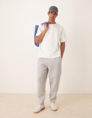 ASOS DESIGN tapered scuba sweatpants in heather gray - view 1