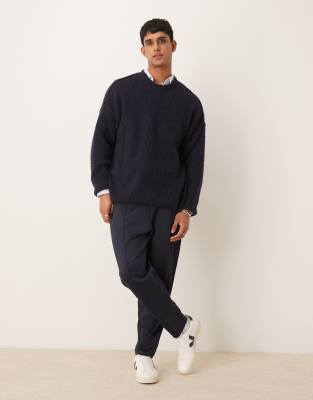 tapered scuba sweatpants in navy