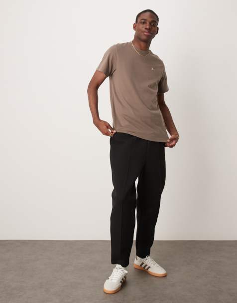 ASOS DESIGN tapered scuba sweatpants with pleat detail in black - view 1