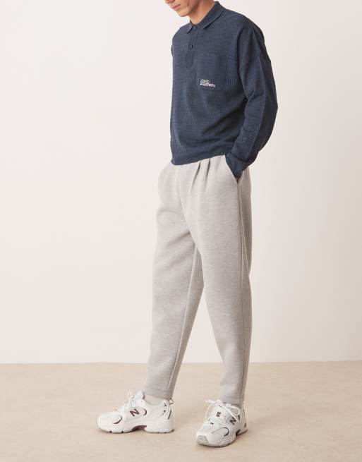 ASOS DESIGN tapered scuba sweatpants with pleat detail in gray heather