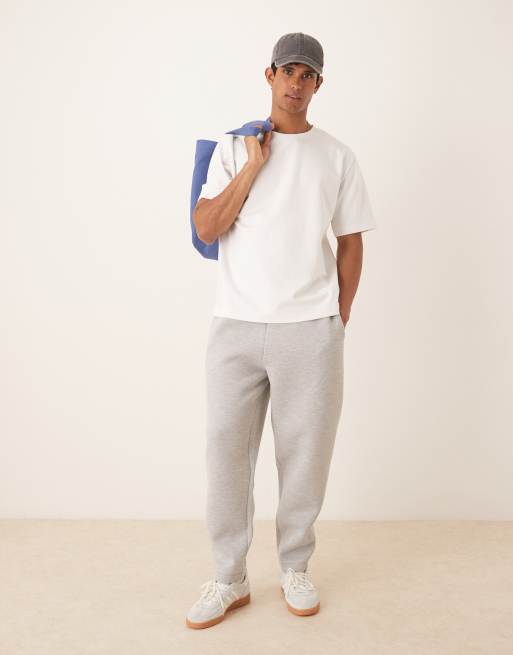 ASOS DESIGN tapered scuba trackies in grey marl