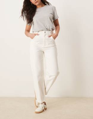 ASOS DESIGN tapered slim leg twill trouser in off white