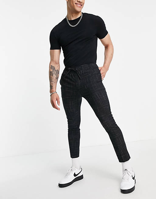 Tracksuits tapered smart jogger in black cross hatch 