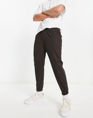 ASOS DESIGN tapered smart joggers in chocolate brown