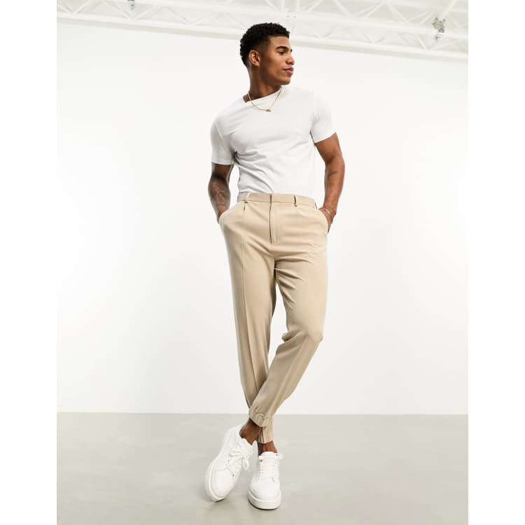 ASOS DESIGN tapered smart joggers in stone