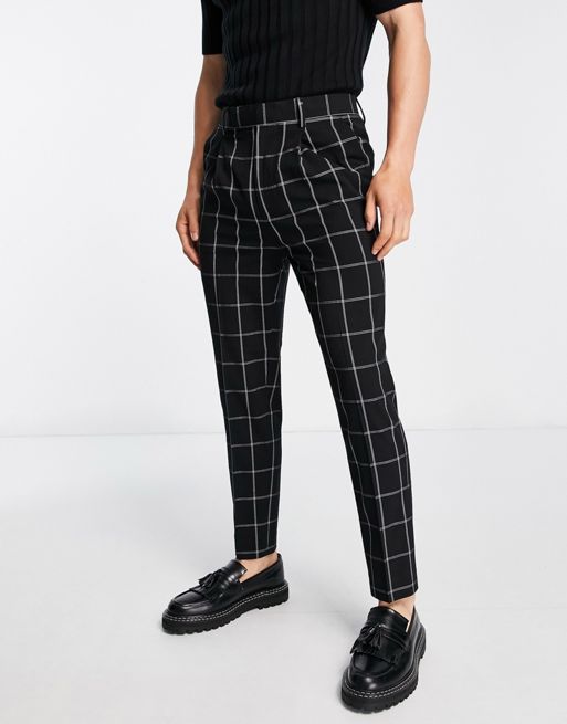 Buy Miss Selfridge women regular windowpane capri pants black combo Online