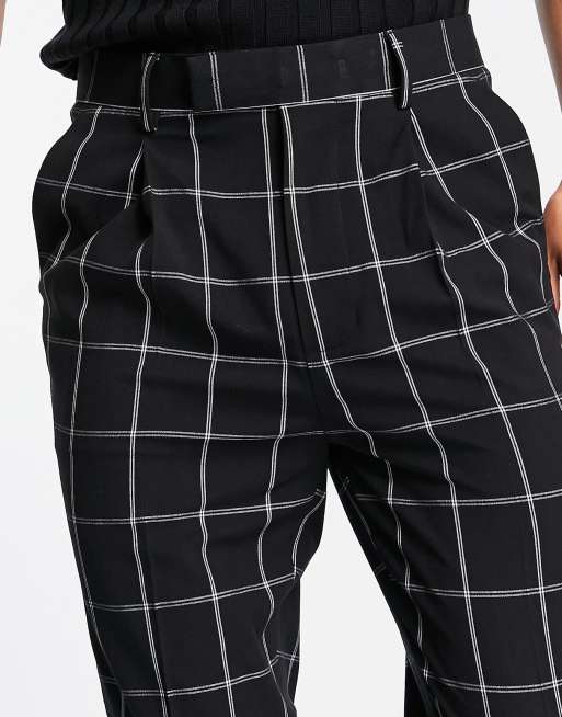 Buy Miss Selfridge women regular windowpane capri pants black combo Online