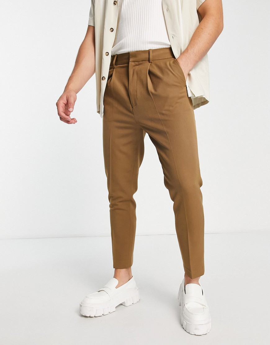ASOS DESIGN tapered smart pants in brown