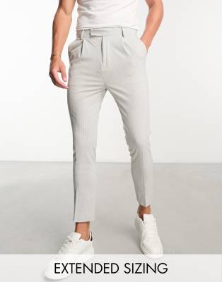 Asos Design Tapered Smart Pants In Ice Gray Pin Stripe