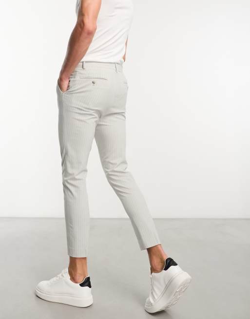 ASOS DESIGN tapered smart pants in ice gray pin stripe, 2 of 4
