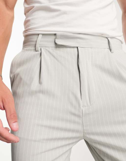 ASOS DESIGN tapered smart pants in ice gray pin stripe, 3 of 4