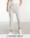 [ASOS DESIGN] ASOS DESIGN tapered smart pants in ice grey pin stripe W28 L32 GREY