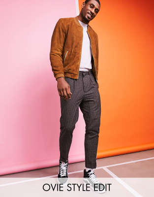 ASOS DESIGN tapered smart pants in khaki check