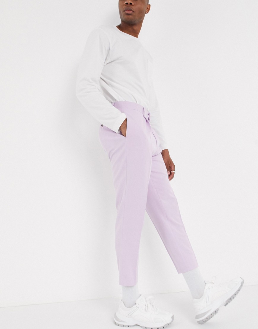 ASOS DESIGN tapered smart pants in lilac-Purple