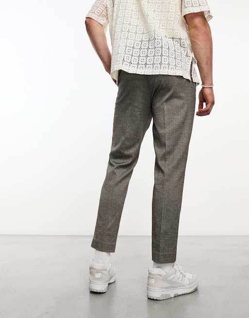 ASOS DESIGN tapered smart pants in stone micro texture | ASOS