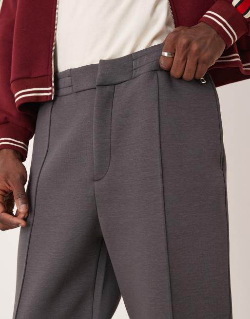 ASOS DESIGN tapered smart scuba-style fabric jogger in grey, 4 of 5