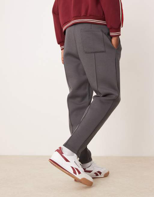 ASOS DESIGN tapered smart scuba-style fabric jogger in grey, 5 of 5
