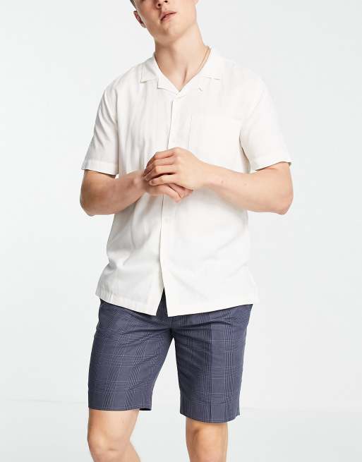 ASOS DESIGN tapered smart shorts in navy check