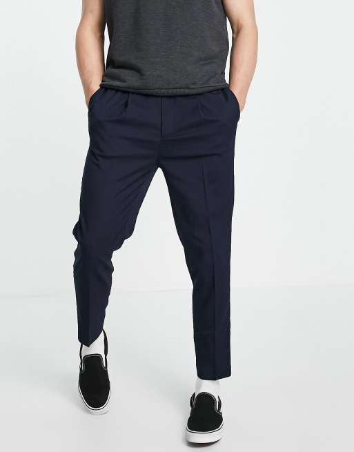 ASOS DESIGN tapered smart track pants in navy ASOS