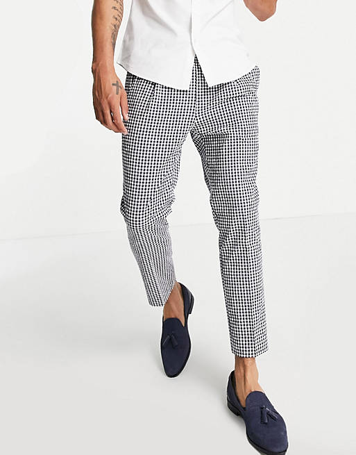 ASOS DESIGN tapered smart trousers in navy gingham
