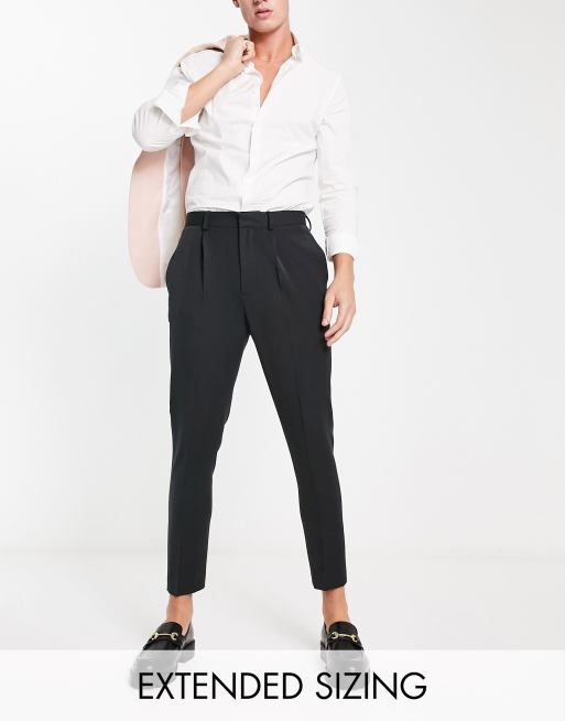 ASOS DESIGN tapered suit pants in stone stripe with jogger cuff