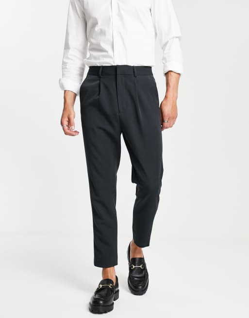 ASOS DESIGN oversized tapered smart pants in black