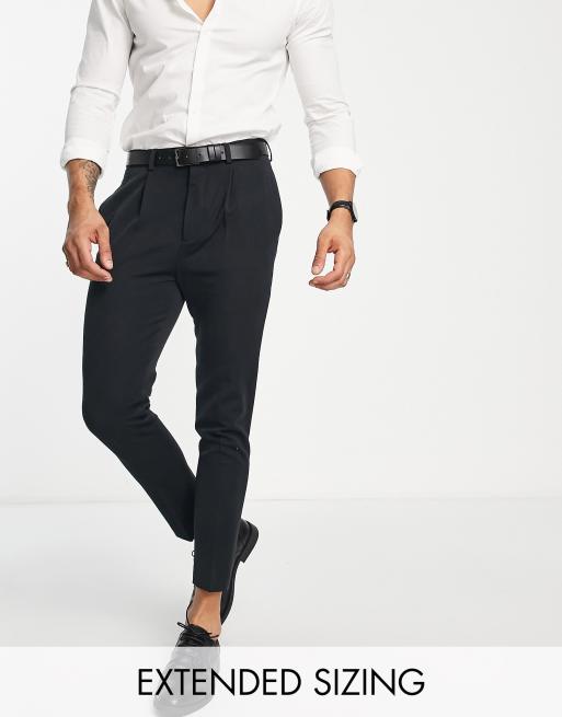 ASOS DESIGN tapered suit pants with sweatpants waist and turn up