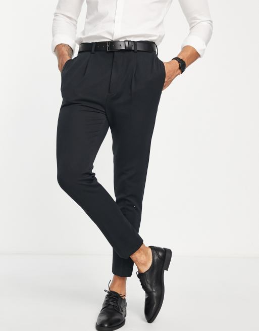 ASOS DESIGN oversized tapered smart trousers in black