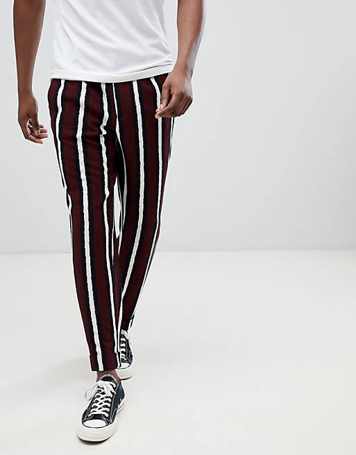 ASOS DESIGN tapered smart trousers in bold stripe | ASOS