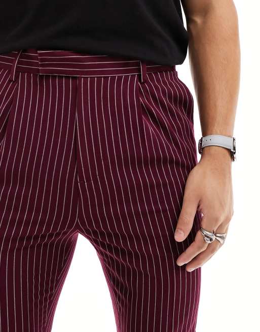 Burgundy best sale striped pants