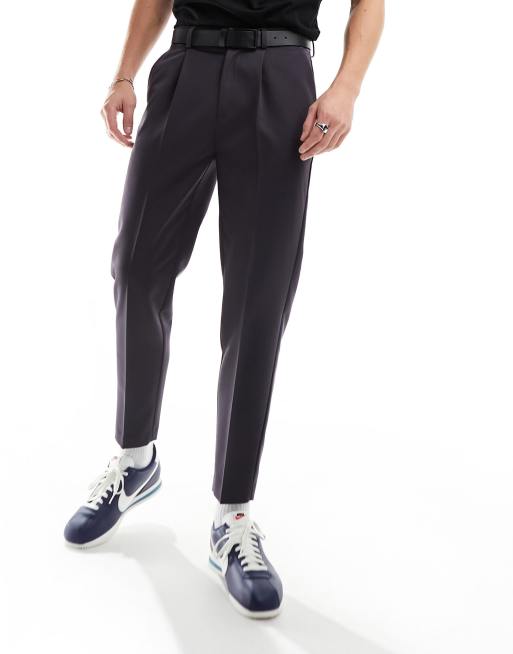 ASOS DESIGN tapered smart trousers in charcoal