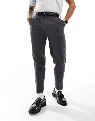 ASOS DESIGN ASOS DESIGN tapered smart trousers in charcoal-Grey