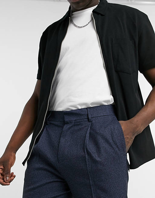  tapered smart trousers in dog tooth with turn up 