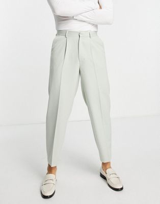 ASOS DESIGN tapered smart trousers in dusky green