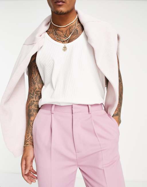 ASOS DESIGN tapered smart trousers in dusky pink, 3 of 4