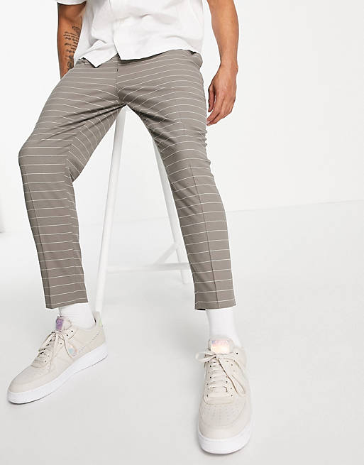  tapered smart trousers in horizontal pin stripe 