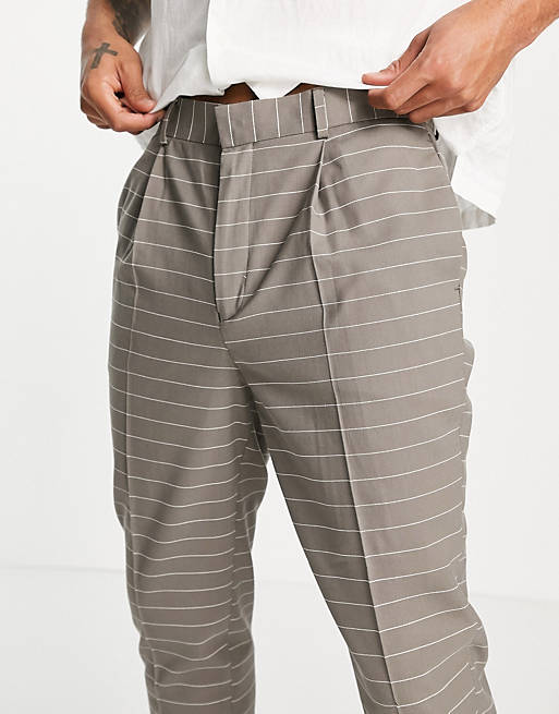  tapered smart trousers in horizontal pin stripe 