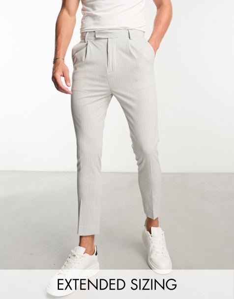 ASOS DESIGN tapered smart trousers in ice grey pin stripe - view 1