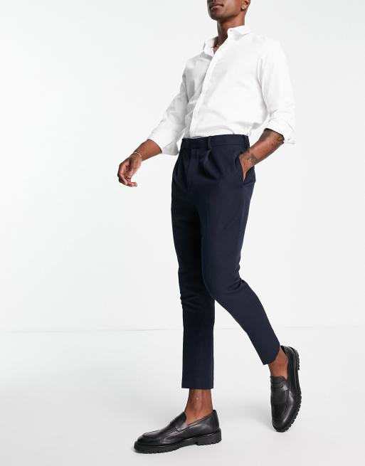 Mens navy clearance tapered trousers